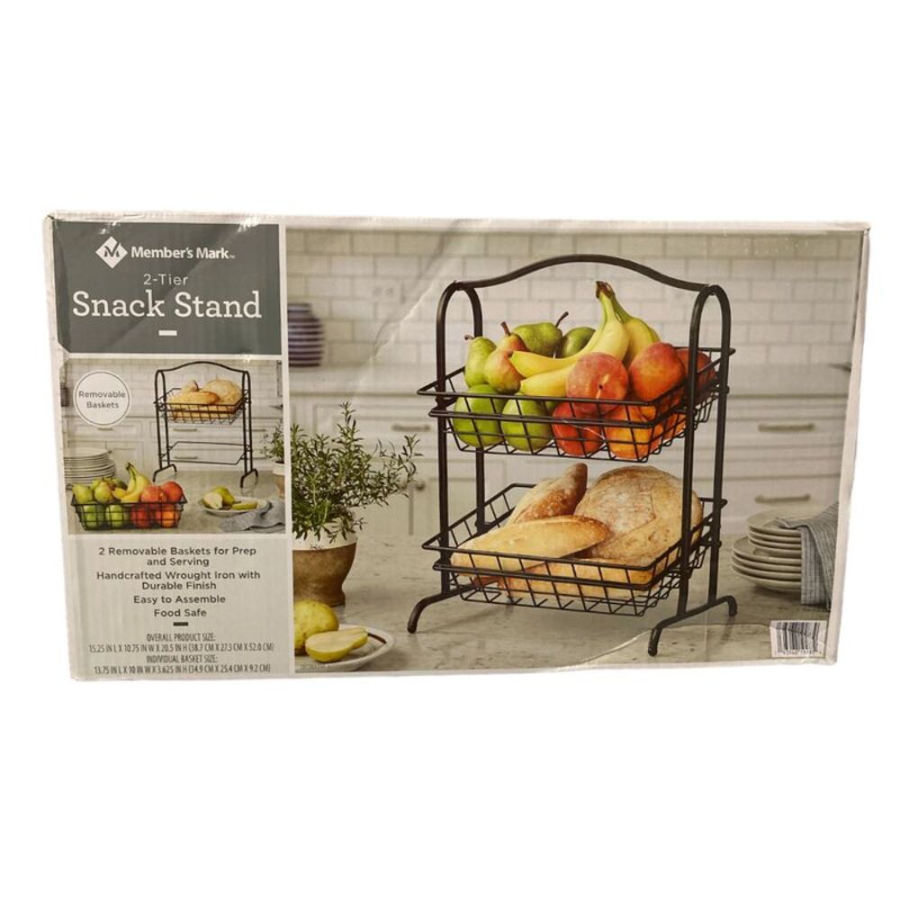 Member's Mark 2-Tier Wrought Iron Snack Stand With Removable Angled Baskets